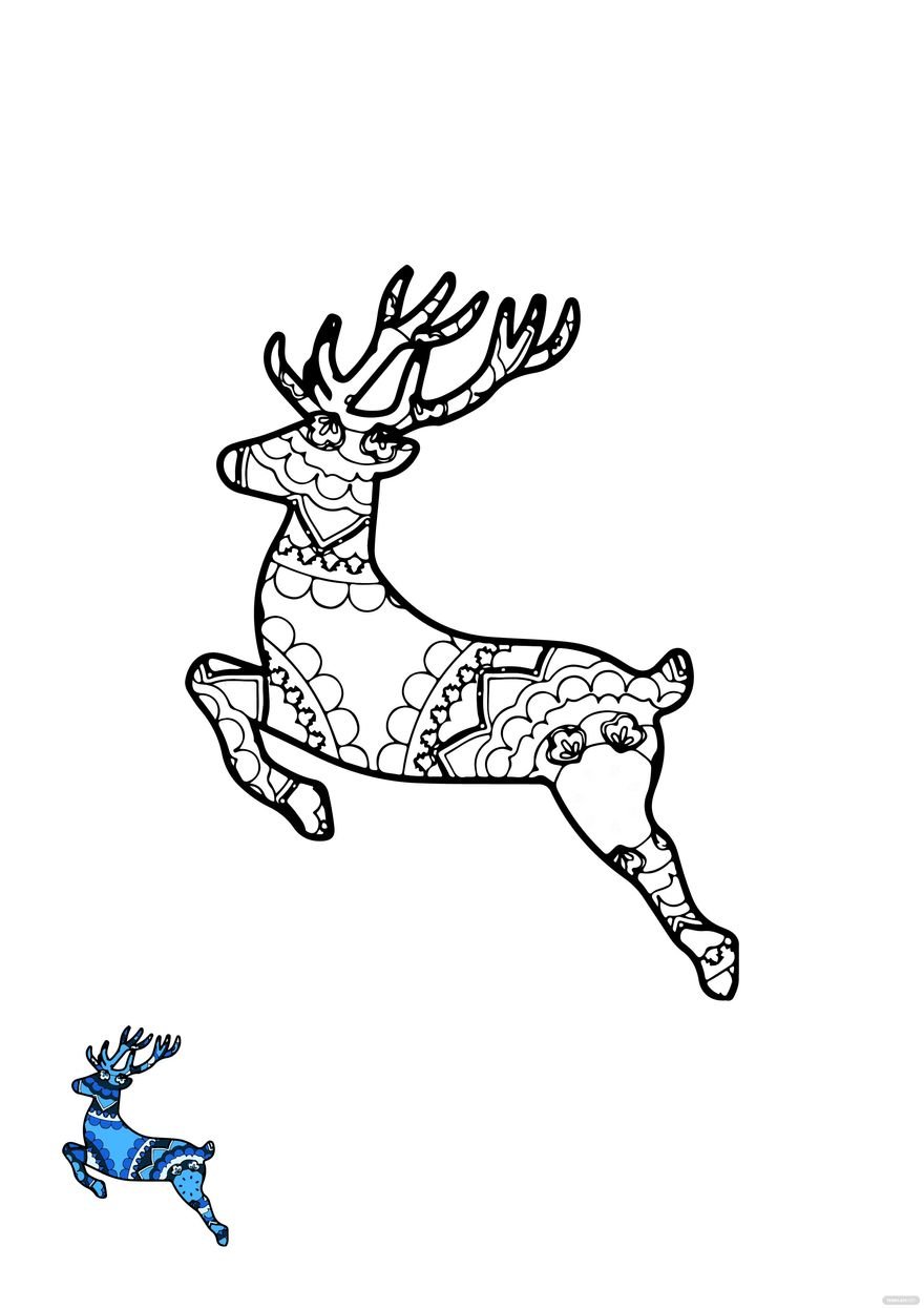 Free mandala deer coloring page