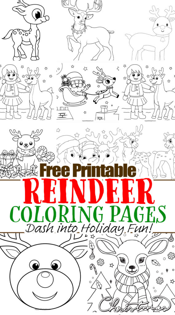 Free printable christmas reindeer coloring pages dash into holiday fun