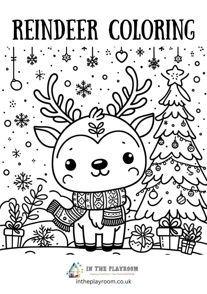 Free printable cute reindeer loring pages