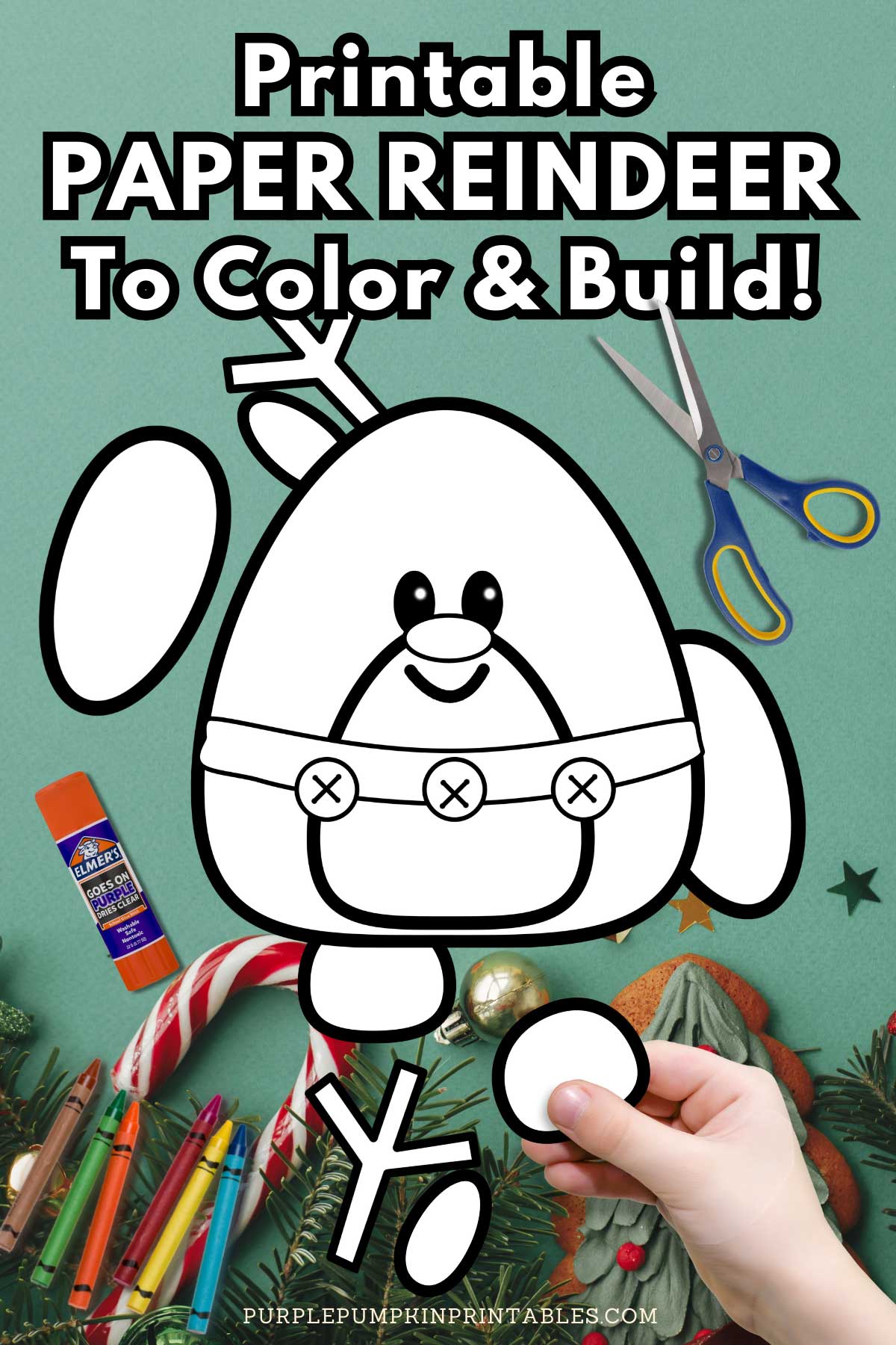 Printable color build a reindeer