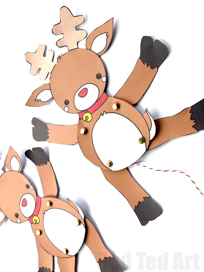 Paper reindeer puppet template