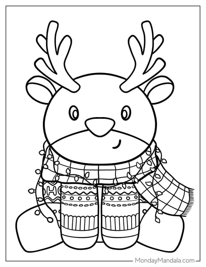 Reindeer coloring pages free pdf printables