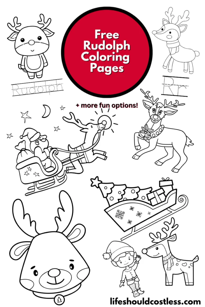 Rudolph coloring pages free printable pdf templates