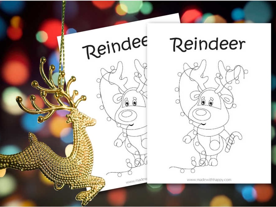 Cute reindeer coloring page