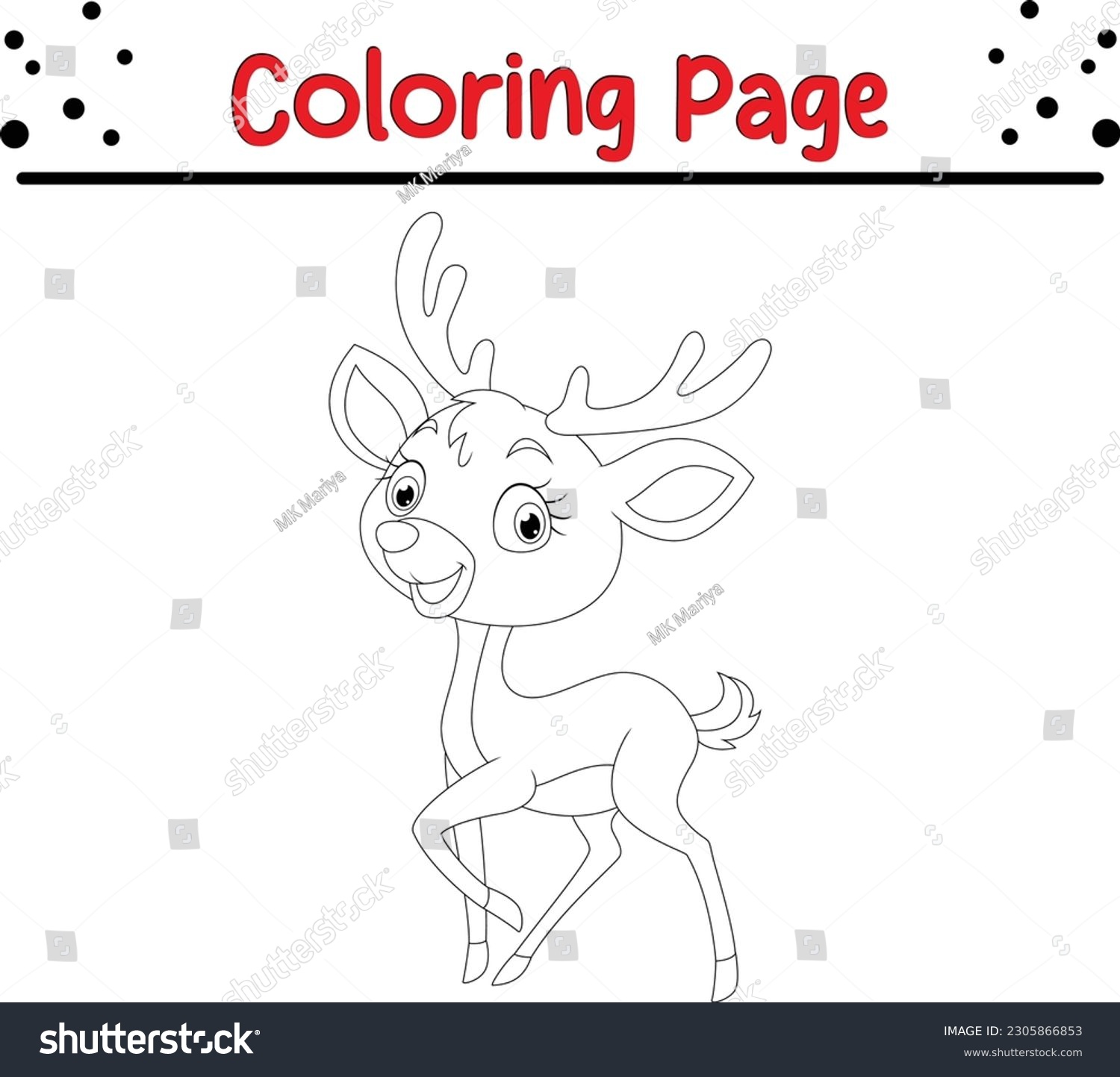 Cute deer coloring page kids vector stock vector royalty free