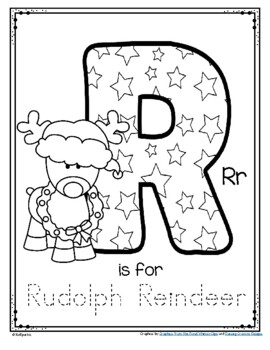 Letter r is for rudolph reindeer trace and color christmas printable free