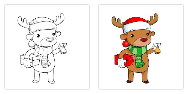 Premium vector christmas reindeer coloring sheets for kids