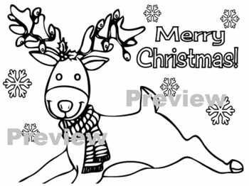 Merry christmas reindeer coloring sheet by happy little apples tpt