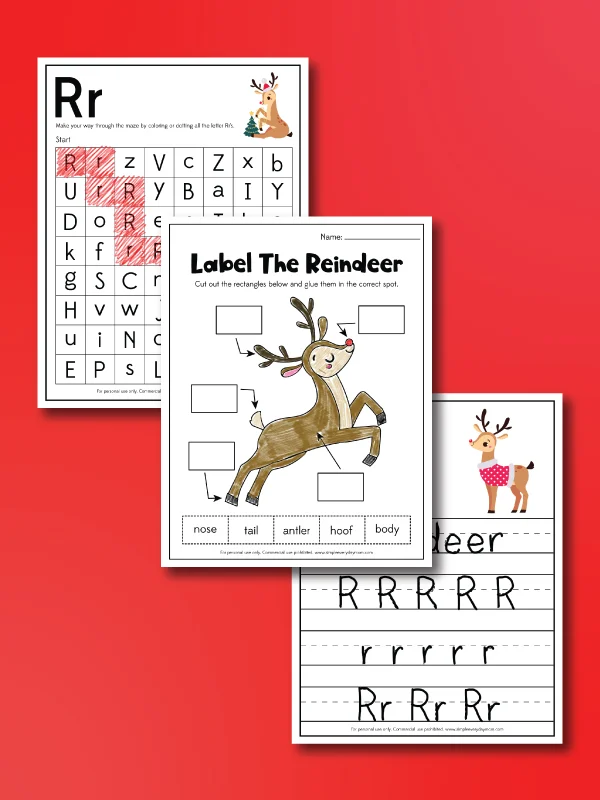 Reindeer worksheets for kids free printables