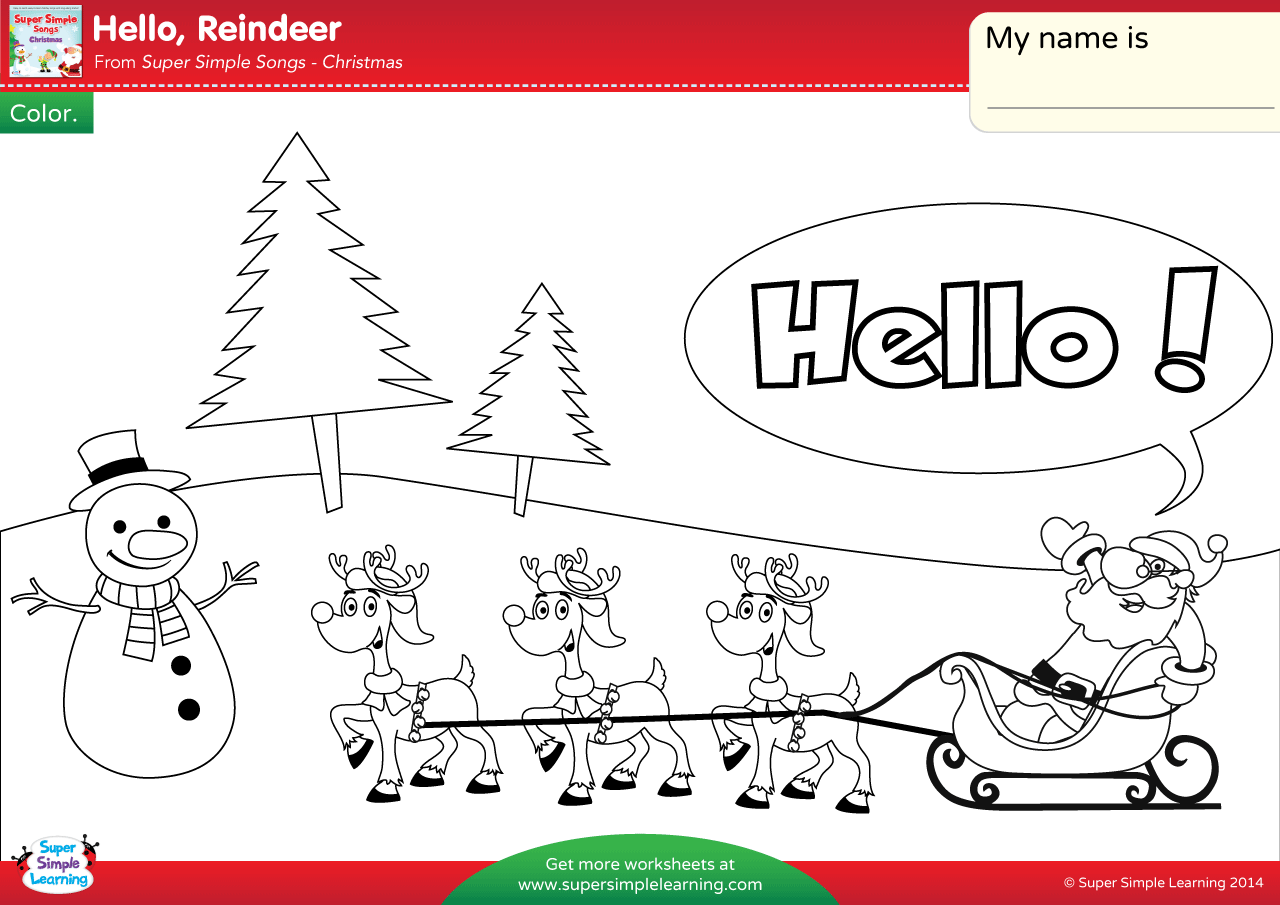 Hello reindeer worksheet