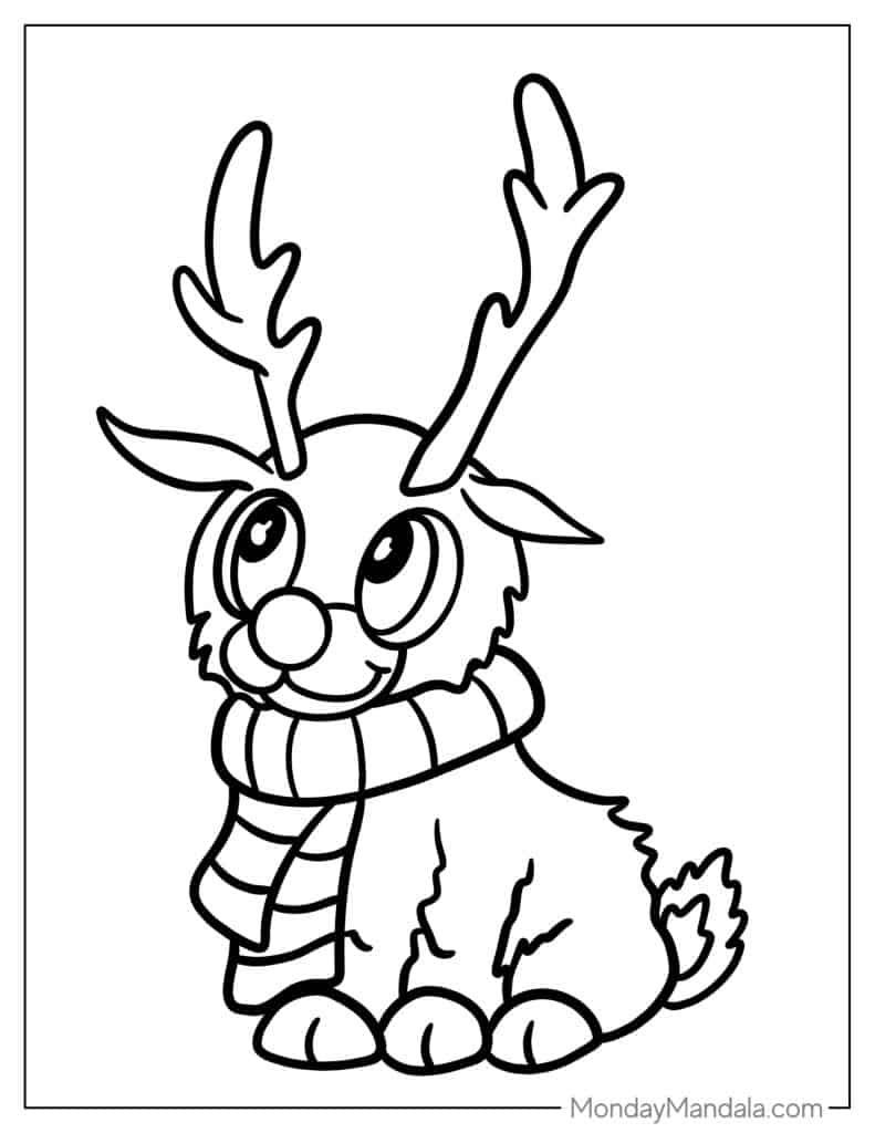 Reindeer coloring pages free pdf printables