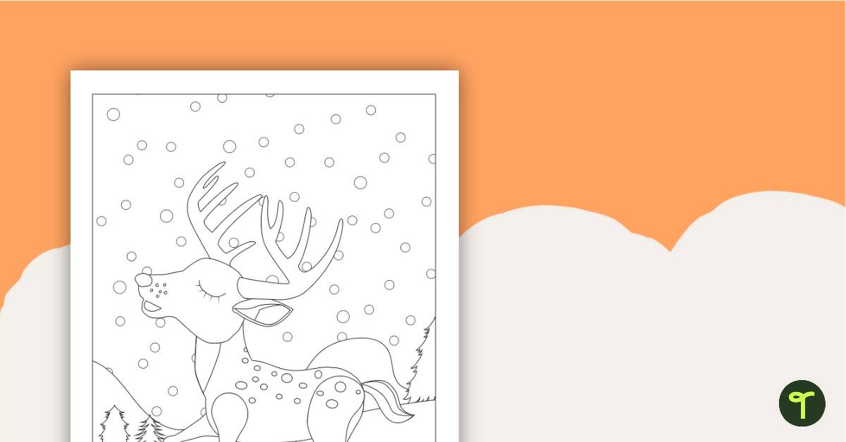 Christmas reindeer coloring page teach starter