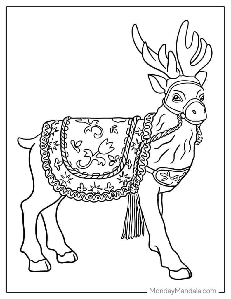 Reindeer coloring pages free pdf printables