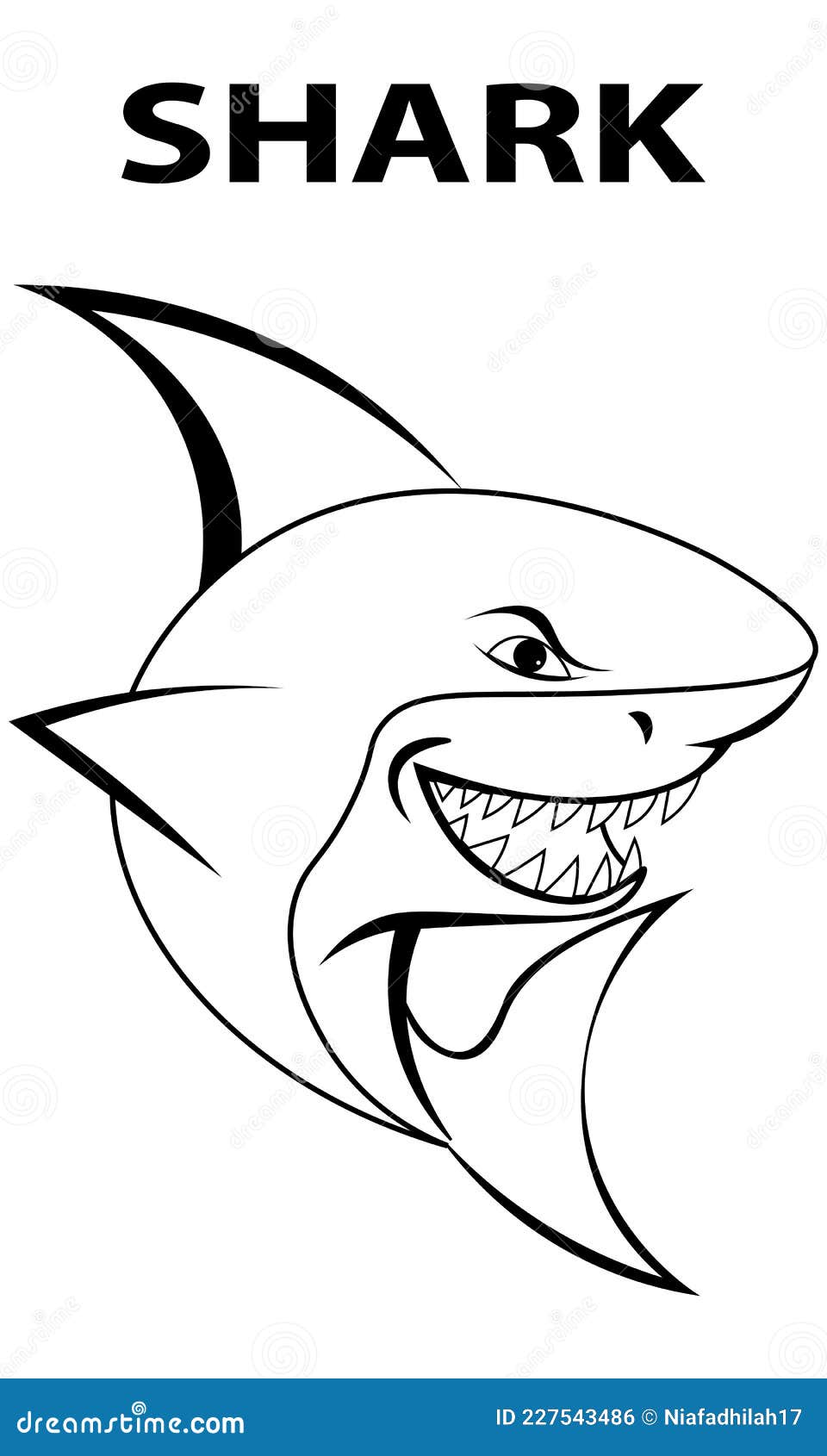 Simple shark image for children s coloring book stock vector