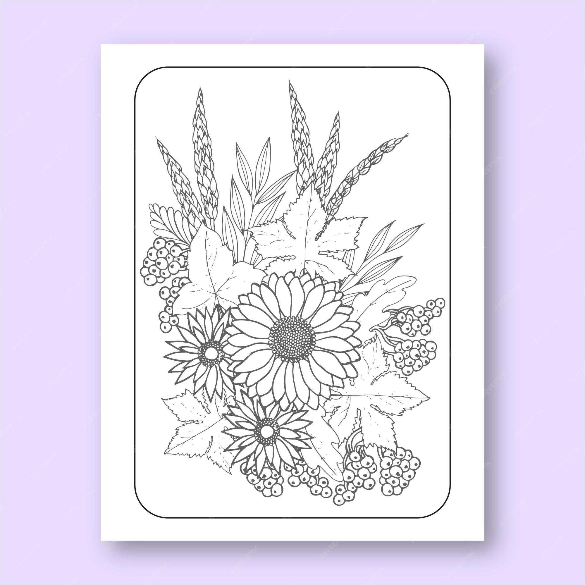 Premium vector floral coloring page for relax