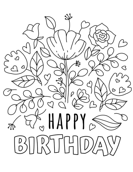 Adult birthday coloring pages plus de images vectorielles de stock libres de droits proposães sous licence