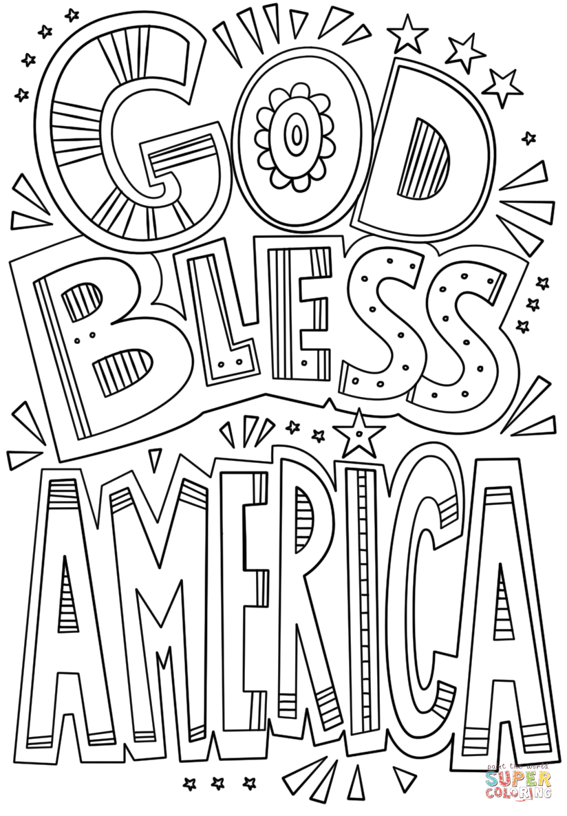 God bless america doodle coloring page free printable coloring pages