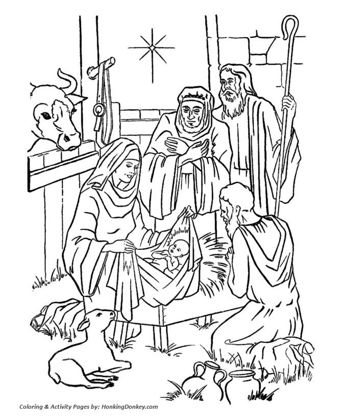 Religious christmas bible coloring pages