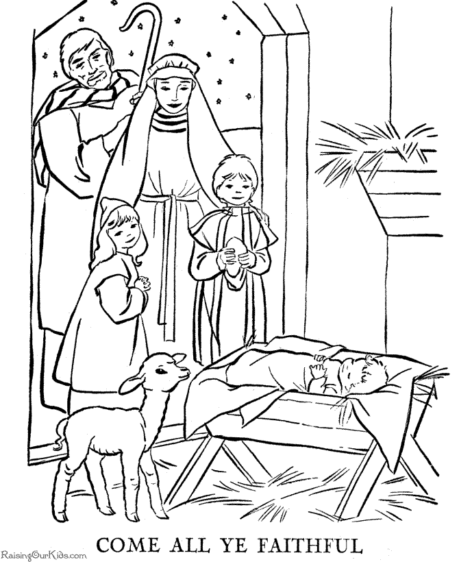 Christian christmas coloring page e all ye faithful