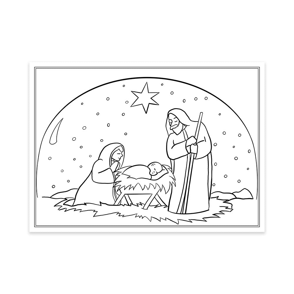 Color me joyful religious christmas coloring cards â the invite lady