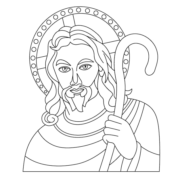 Premium vector jesus christ coloring page religious scene illustration christian coloring book