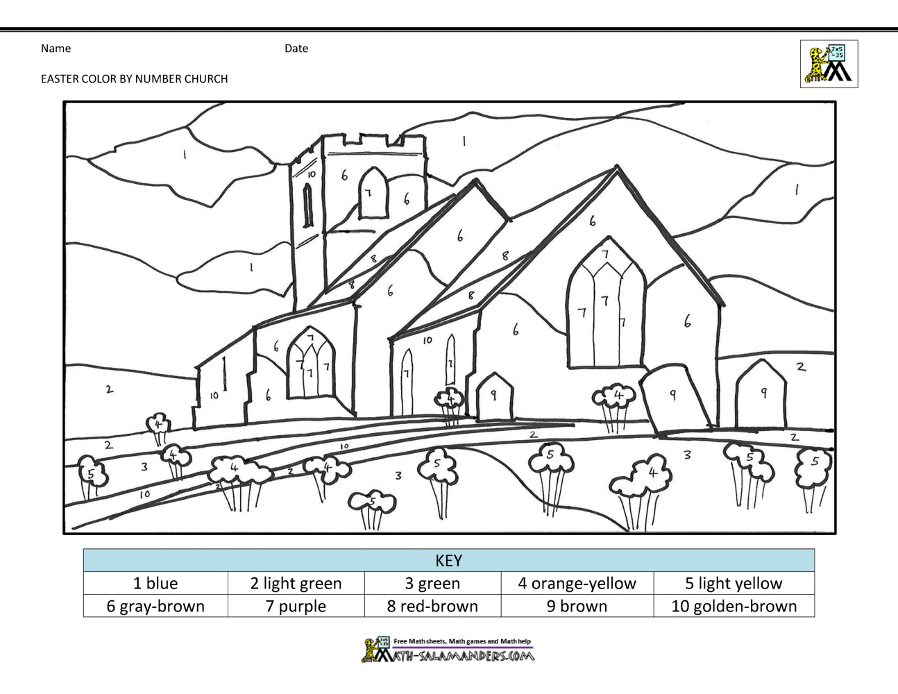 Easter color by number