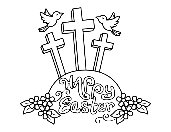 Printable christian happy easter coloring page