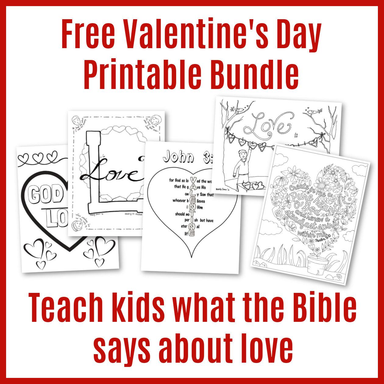 Valentines day printable bundle free download coloring and lesson a