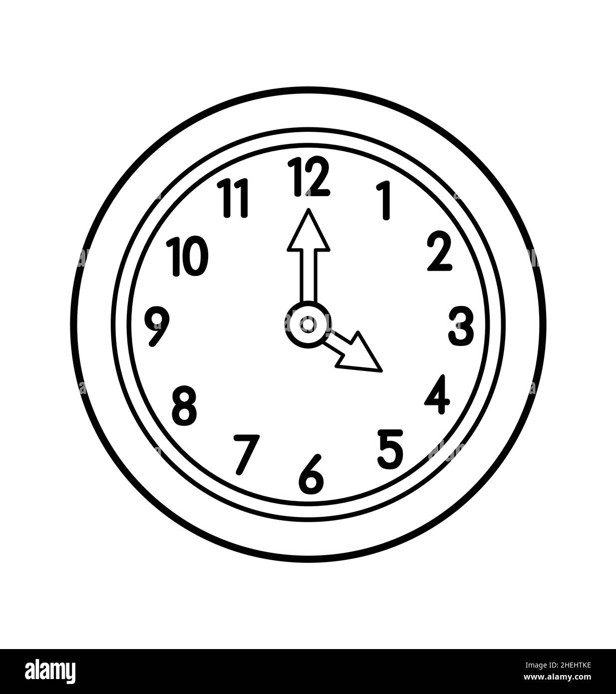 Reloj de pared de dibujos animados imãgen de stock en blanco y negro