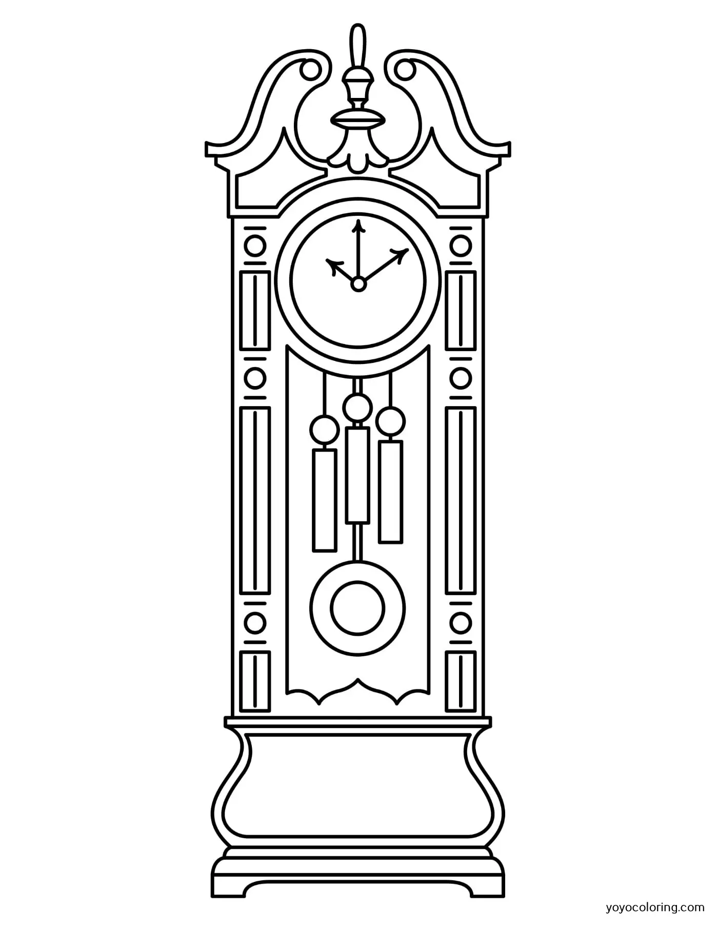 Reloj antiguo para colorear á plantilla de pintura imprimible