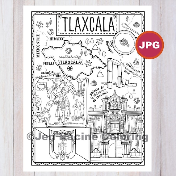 Tlaxcala coloring page estado de mãxico estados de mãxico bandera alimentaciãn monumentos pãgina para colorear jpg descargar