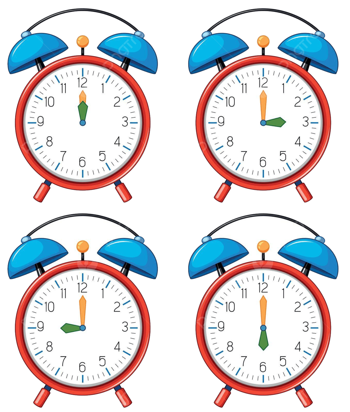 Hora diferente en los reloj de alarma dibujo de recorte blanco vector png dibujos blanco recorte dibujo png y vector para dcargar gratis