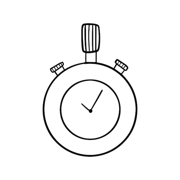 Cronãmetro para lapso de tiempo reloj de bolsillo mecãnico garabato dibujos animados lineal para colorear vector premium