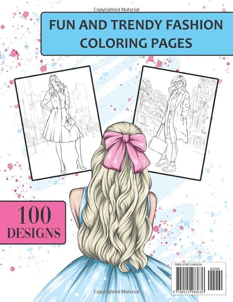 Libro de moda para colorear mãs de trajes de moda divertidos para mujeres y niãas con dibujos de diseão magnãficos para adultos y adolescentes grandes pãginas para colorear ocean bright