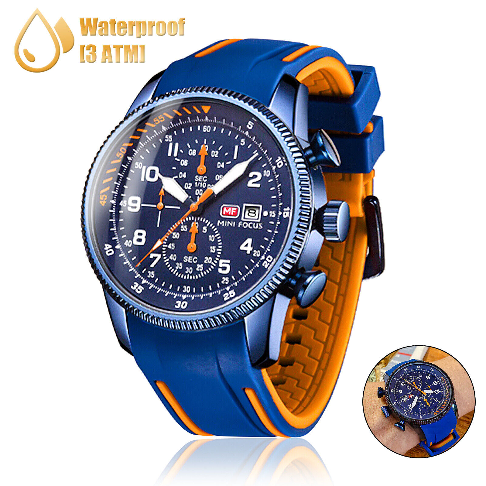 Mens watch reloj de hombre sports style silicone rubber watches chronograph new