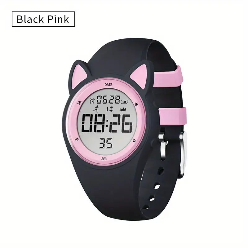 Cute students cat ears watch swimming waterproof digital