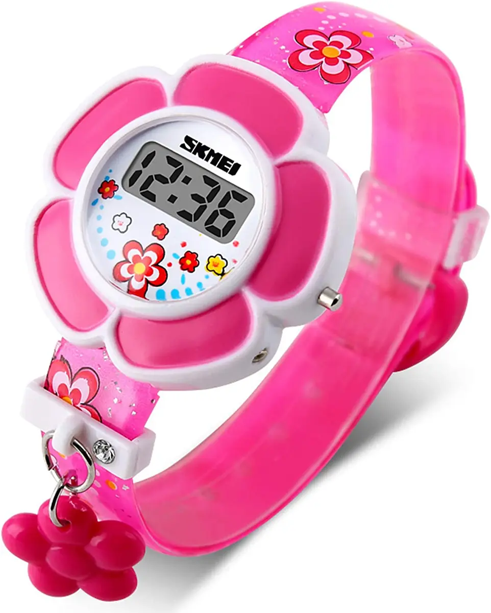 Reloj para niãas bebe digital rosa con forma de flor bonito regalo primer reloj