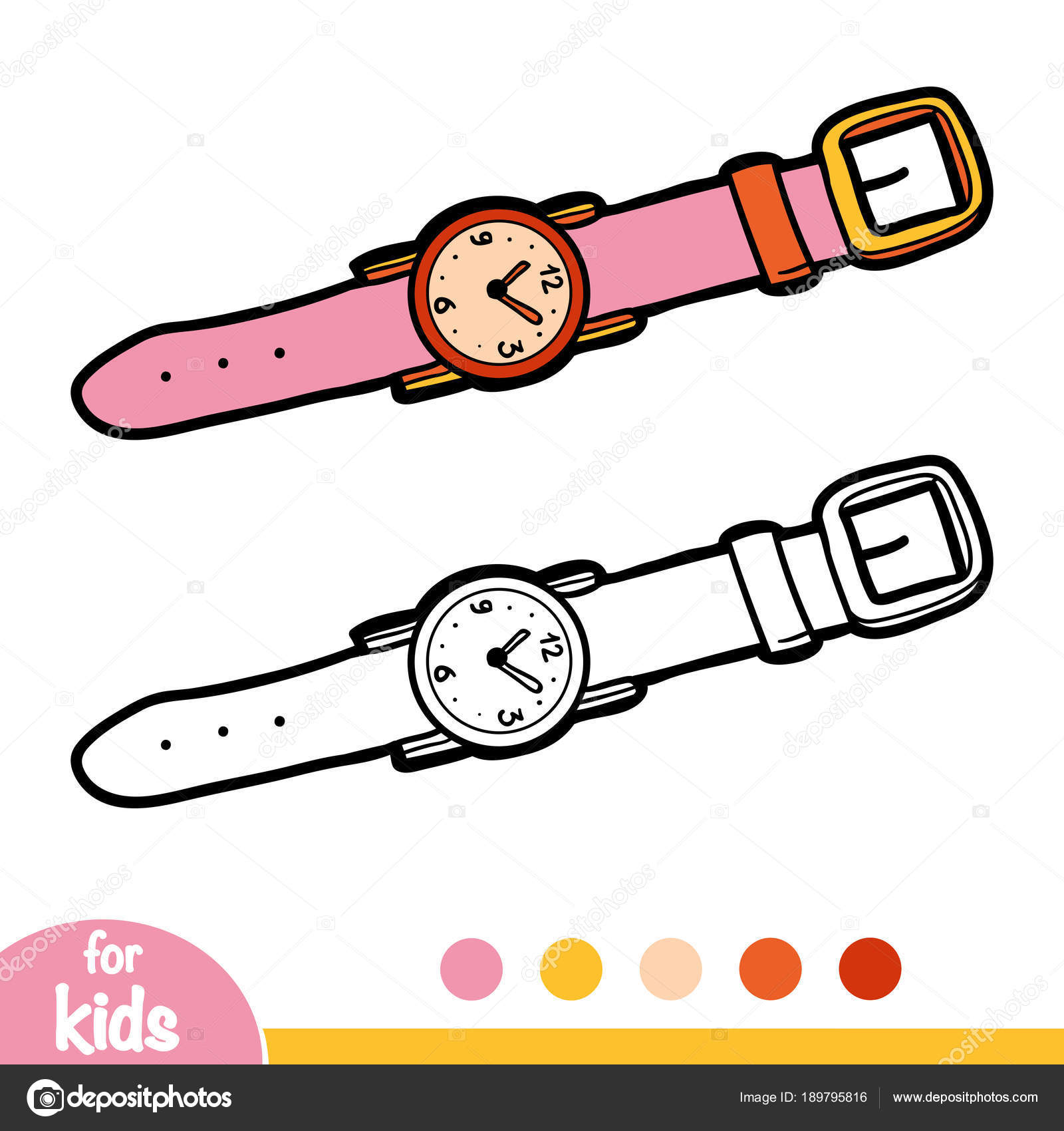 Libro para colorear reloj de pulsera vector de stock por ksenyasavva