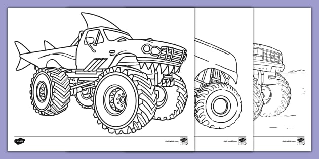 Printable monster truck loring pages