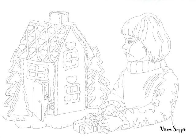 The gingerbread house a coloring page piparkakkutalo vãrityskuva coloring pages free coloring pages color