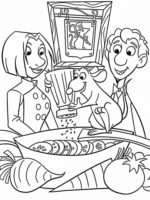 Alfredo linguini colette and remy coloring page