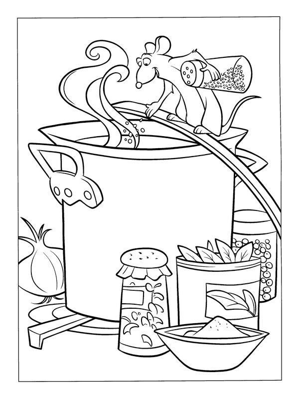 Remy makes soup coloring page