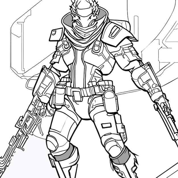 Premium vector coloring pages for adults cyberpunk characters in the style of ic book thick lines low detail