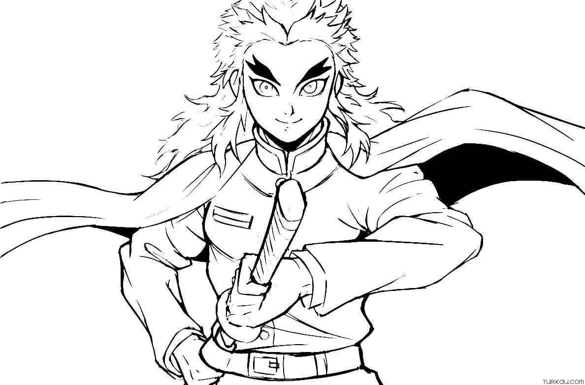 Fun demon slayer rengoku coloring page