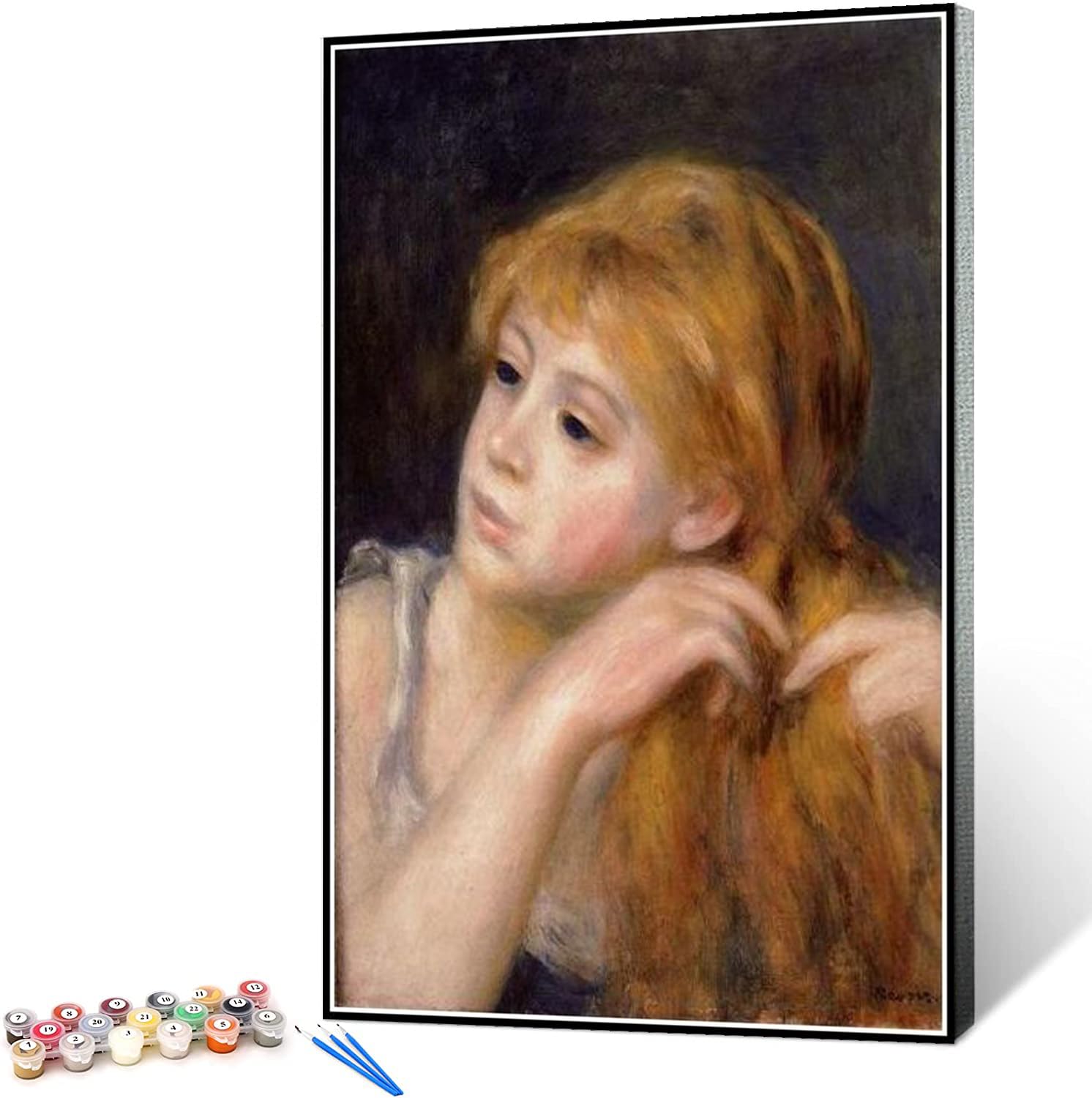 Diy paint by number kits head of a young woman painting by pierre auguste renoir adult coloring book xcm home