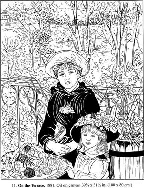 Color your own renoir paintings dover publications a full color picture is located on my other â famous art coloring adult coloring pages renoir paintings