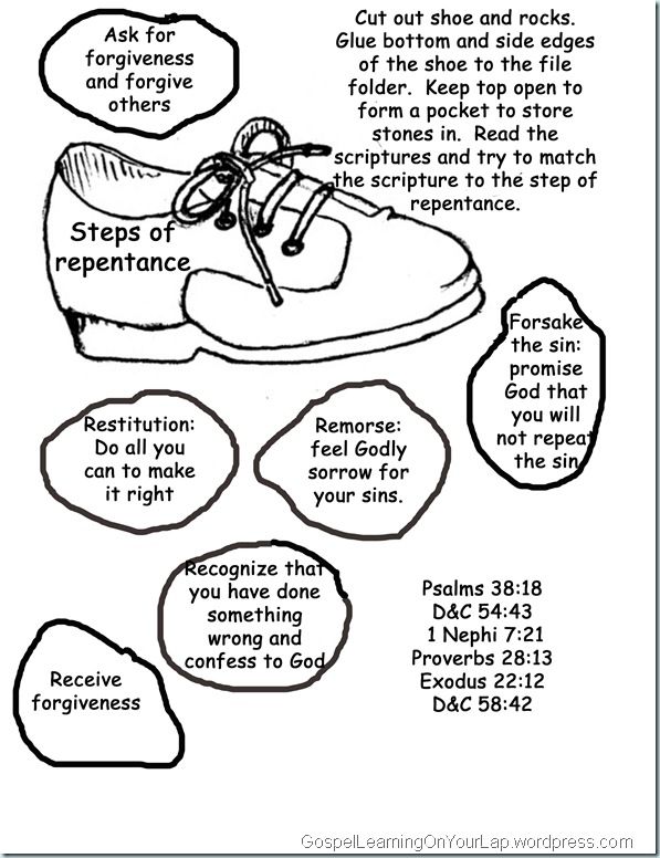 Steps of r repentance lds coloring pages forgiveness