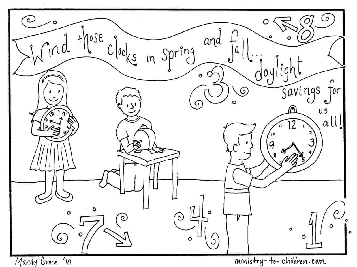 Coloring pages daylight savings time change march printable clocks coloring sheets ministry