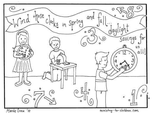 Coloring pages daylight savings time change march printable clocks coloring sheets ministry