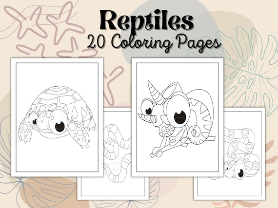 Reptile coloring pages reptile coloring book reptile printable activity sheets for kids lizards snakes turtle frog digital download